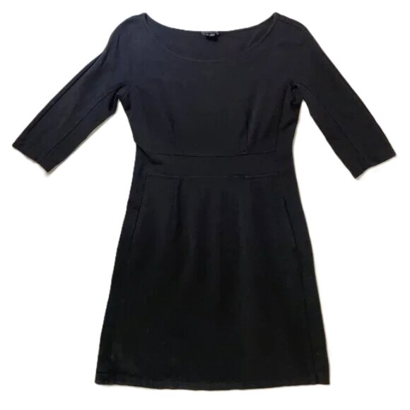 Theory Luanne Ponte Knit Dress 3/4 Sleeves Mini Black Round Neck Size M - Picture 2 of 14
